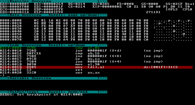 640x344 DOSBox Debugger screen